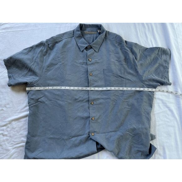 Men's Caribbean Textured Button Down Shirt Lot Size 4XB, Peach/Blue - Picture 6 of 11